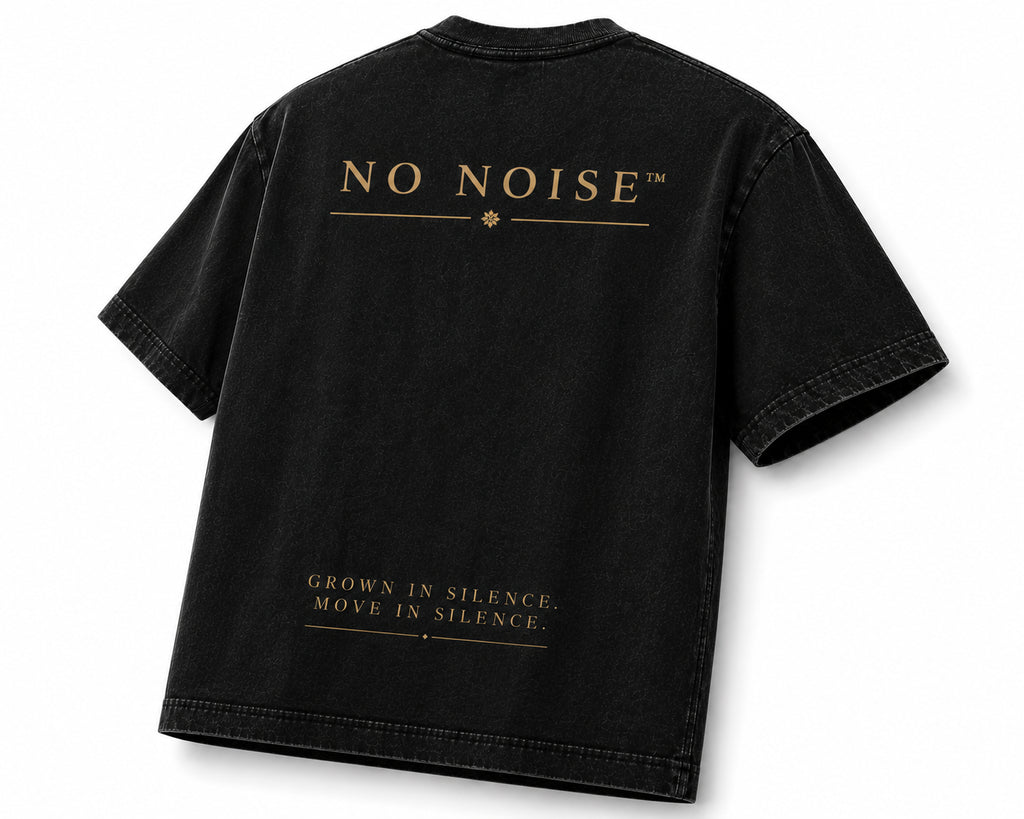 NO NOISE™ HEAVYWEIGHT VINTAGE WASH FRAYED TEE — BLACK