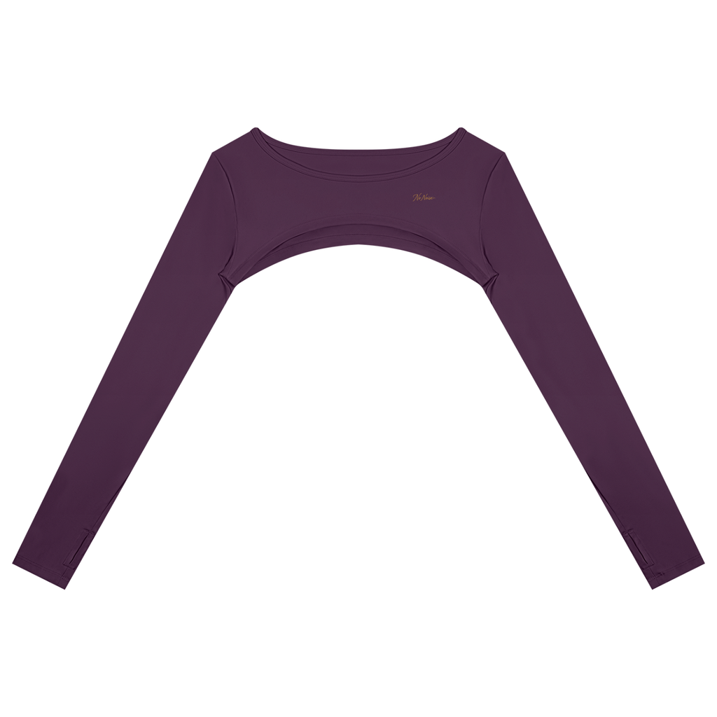 NO NOISE™ Plum purple cutout long-sleeve shrug, front