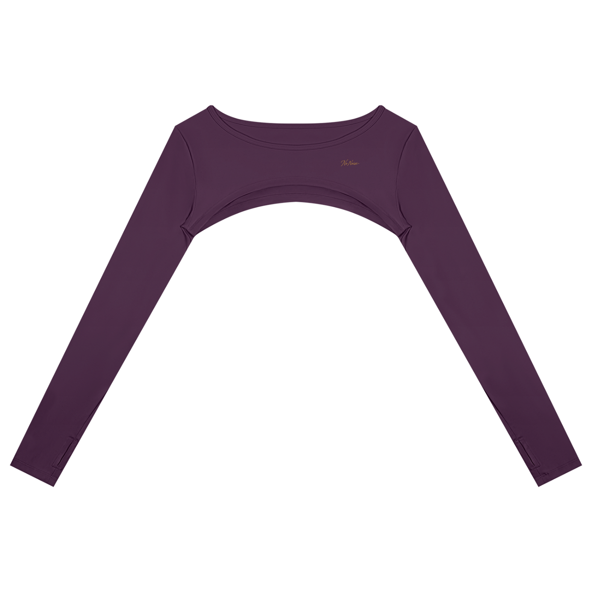 NO NOISE™ Plum purple cutout long-sleeve shrug, front