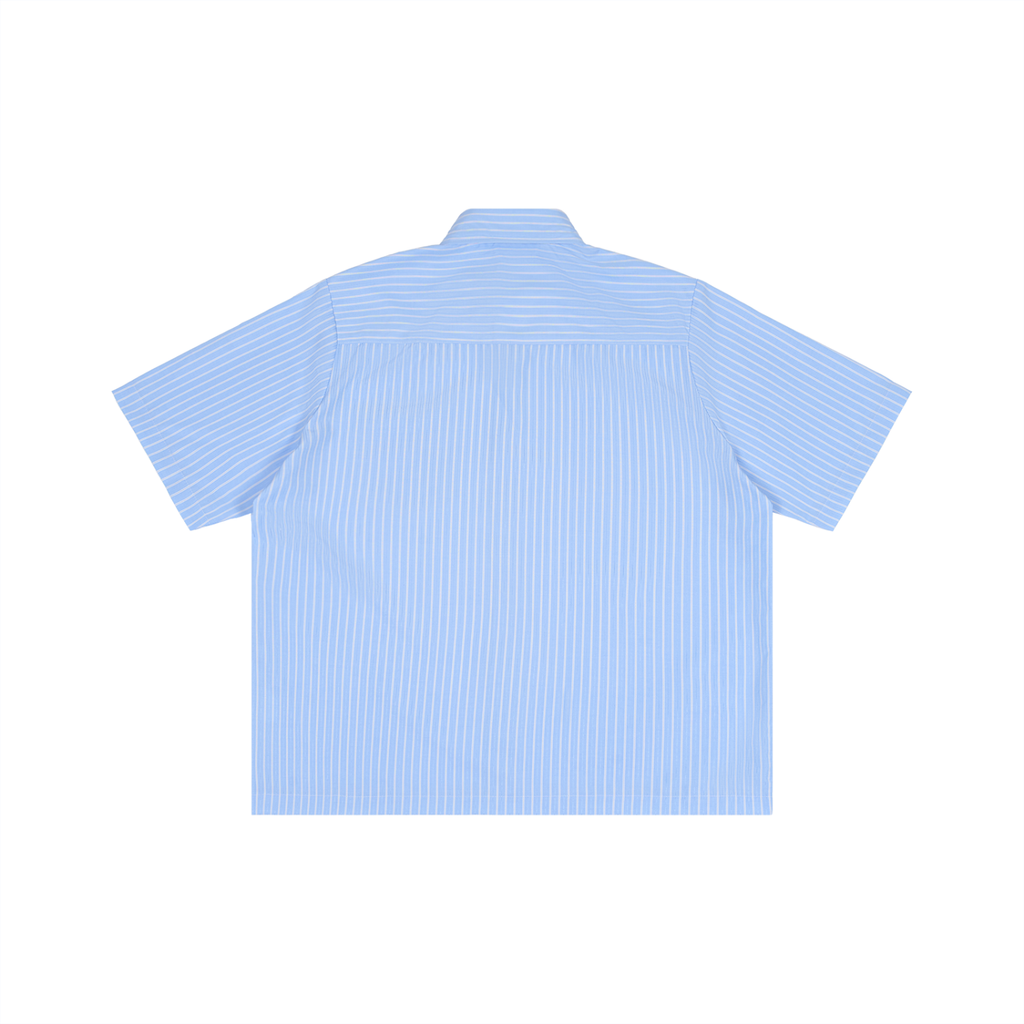 NO NOISE™ The Quiet Signature Stripe Shirt — Powder Blue, back view