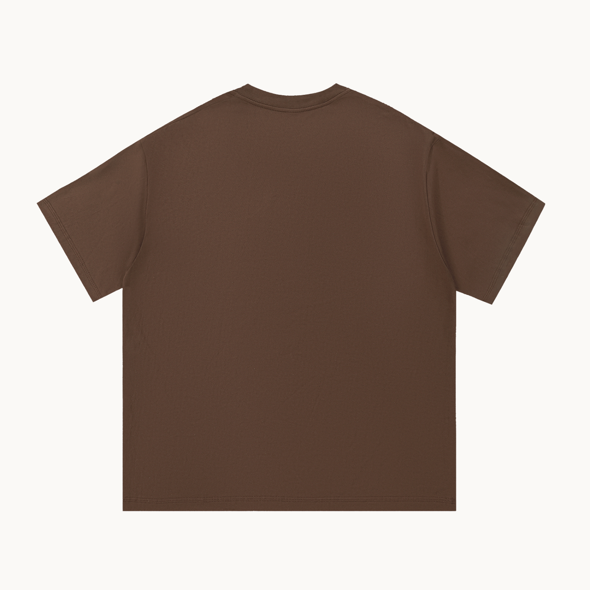 Essential Signature Tee in coffee brown, plain back view