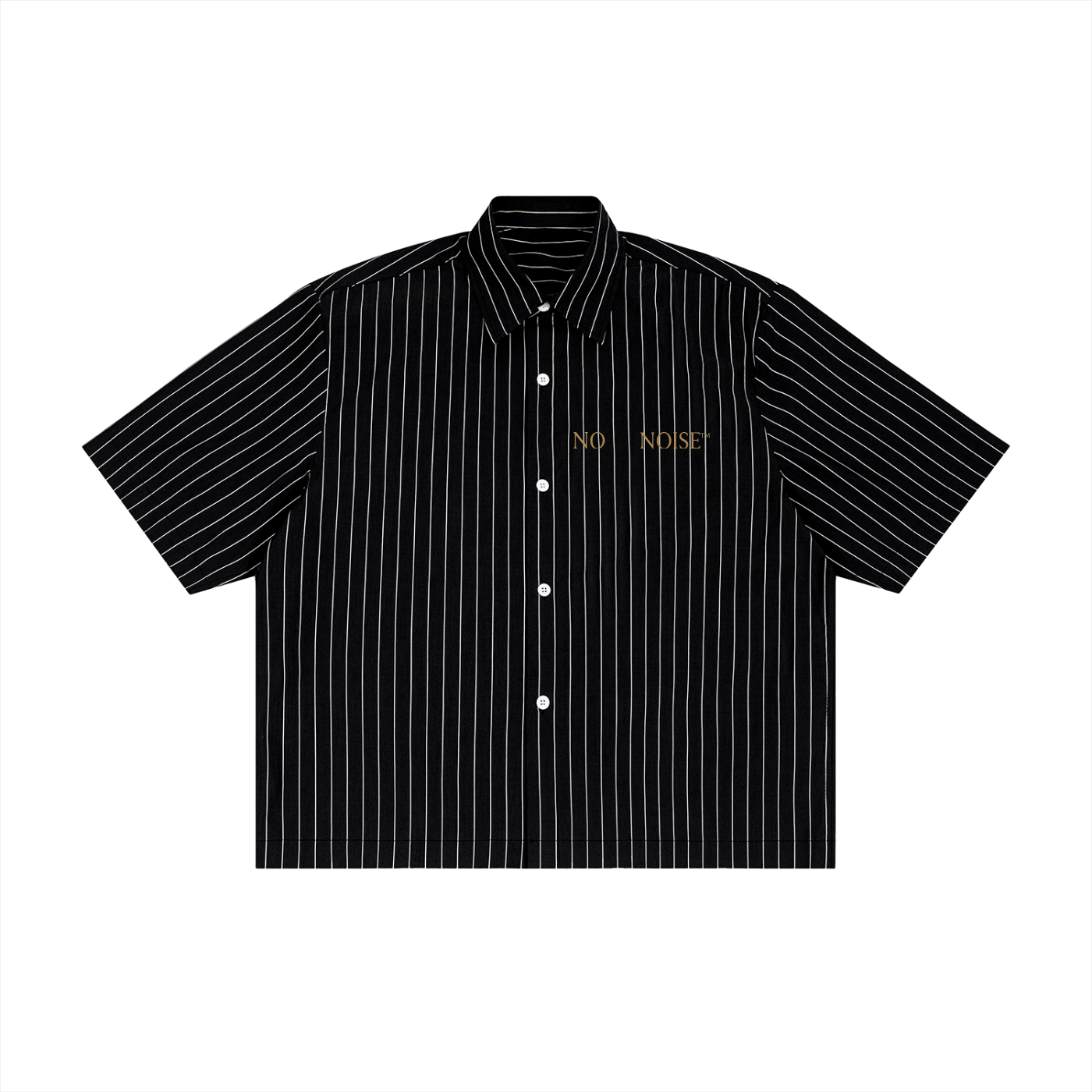 NO NOISE™ CHAPTER 001 PARIS STRIPE CODE BOXY SHIRT — BLACK