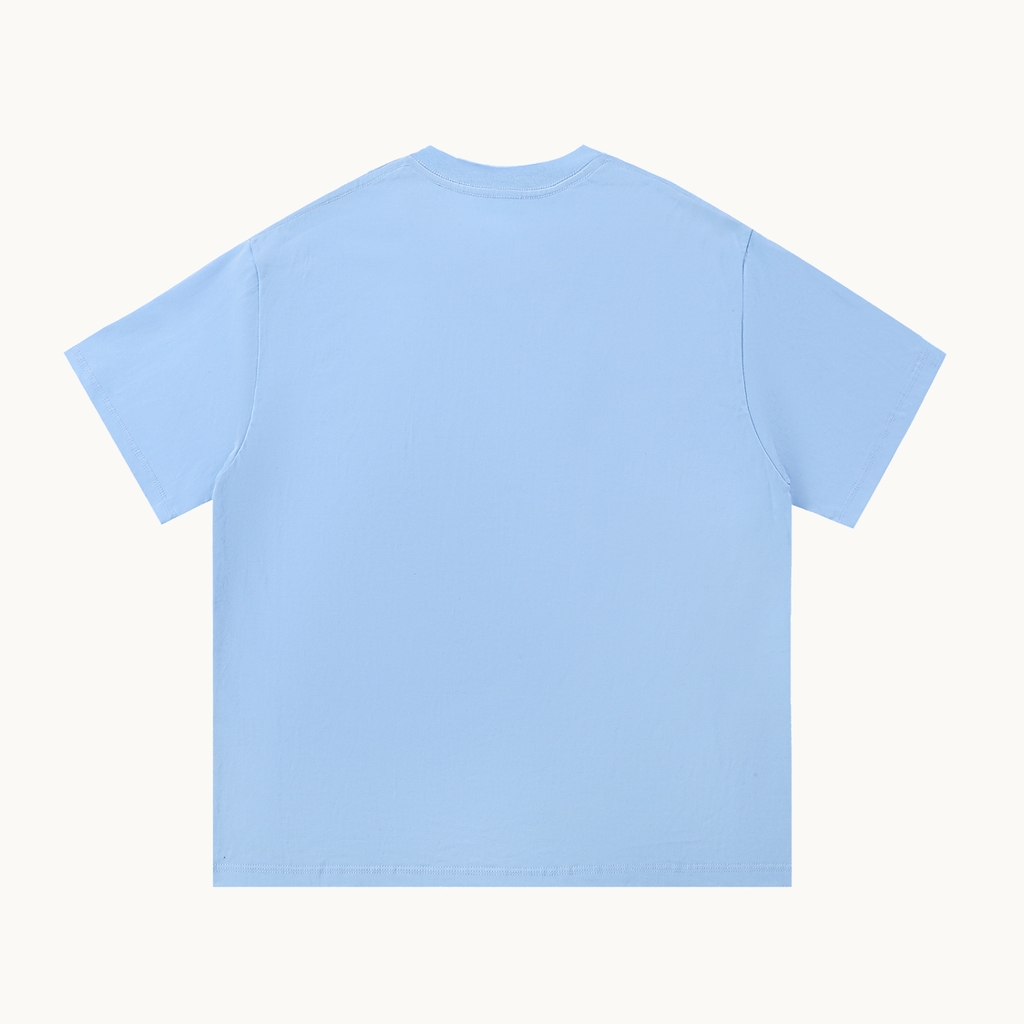 Essential Signature Tee in light blue, plain back view