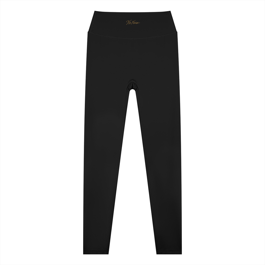 NO NOISE Poise High-Rise Leggings — Onyx, black, front flat view.