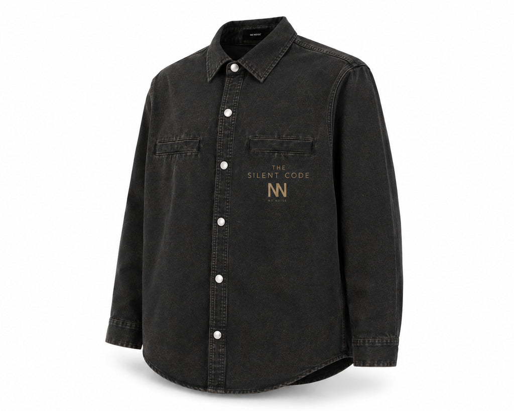 NO NOISE™ THE SILENT CODE DENIM OVERSHIRT — WASHED BLACK