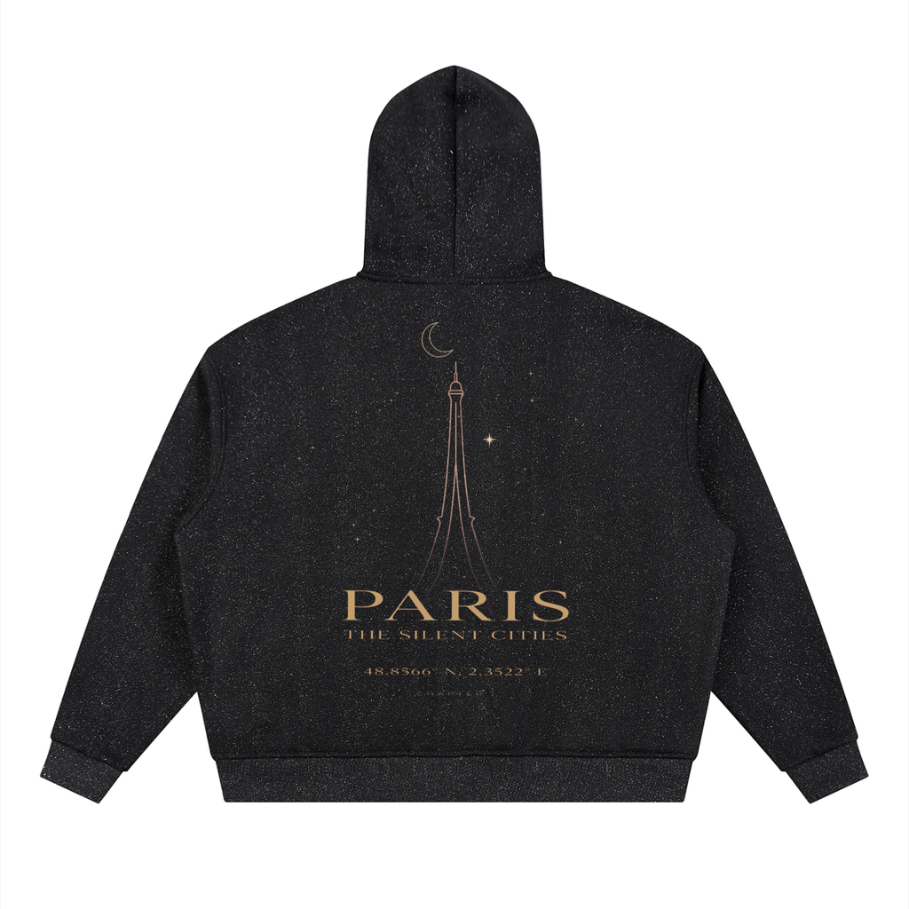 PARIS NIGHT ZIP HOODIE — BLACK — View 4