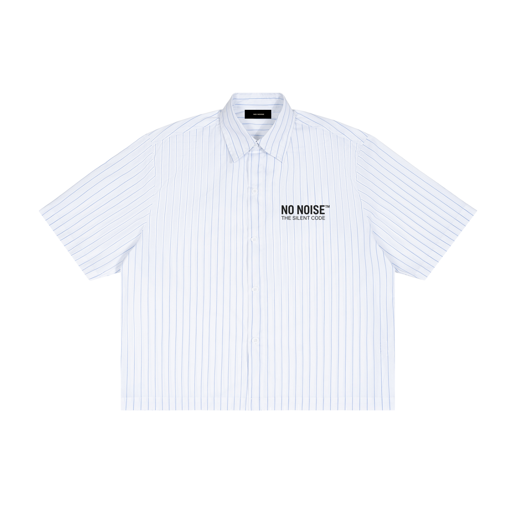 NO NOISE™ The Stripe Code Boxy — White, side view