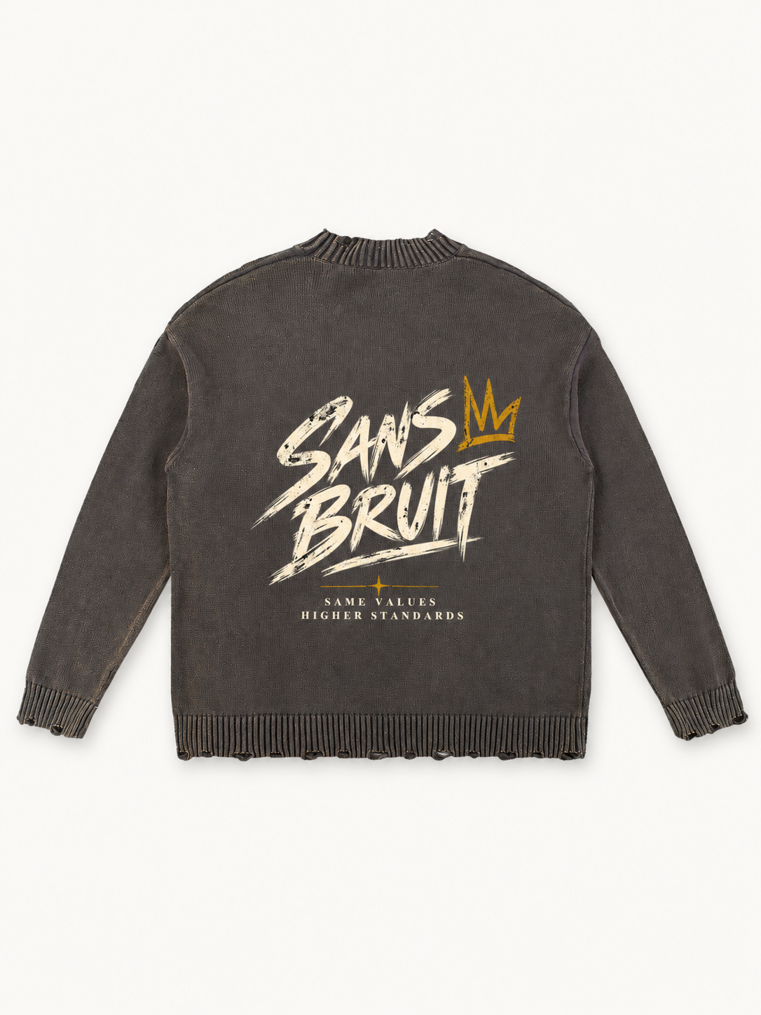 Silent Standard Frayed Knit Sweater — Washed Gray