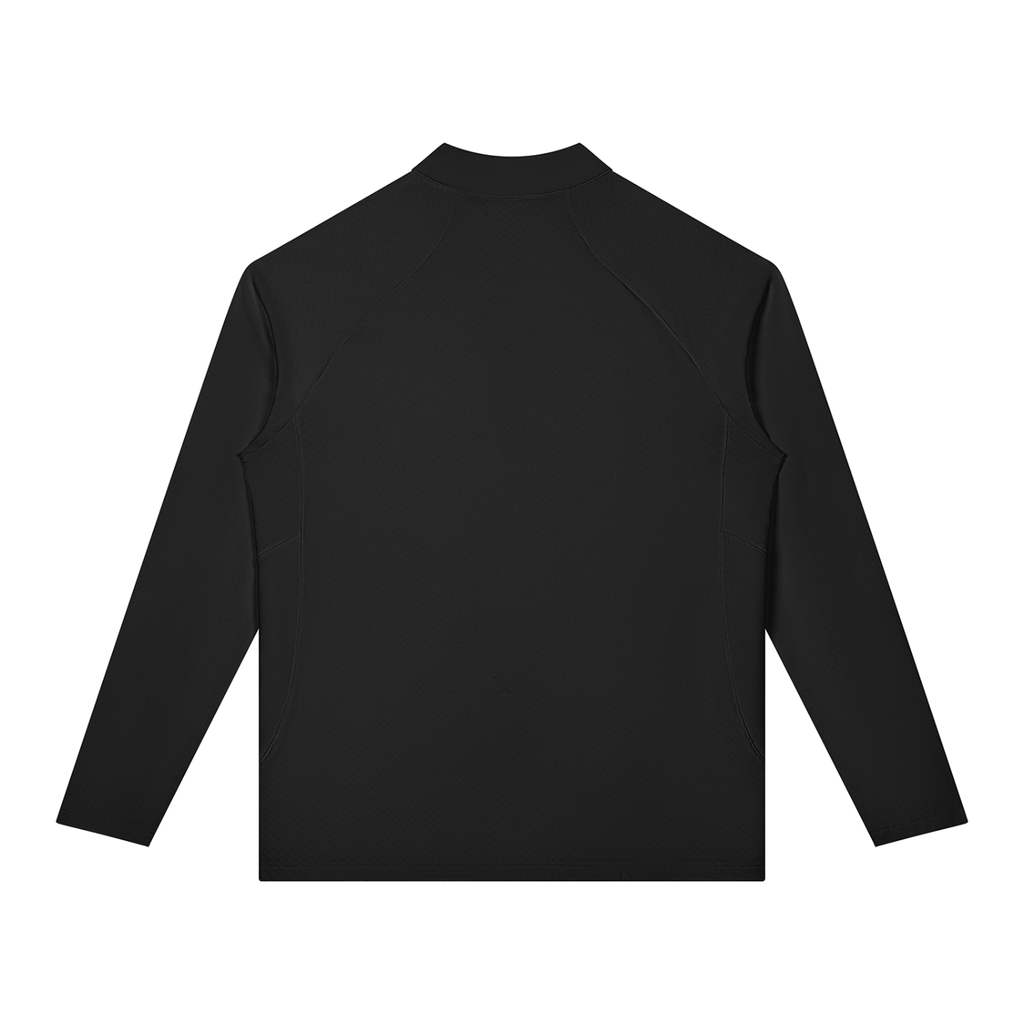 NO NOISE™ Black raglan quarter-zip, back