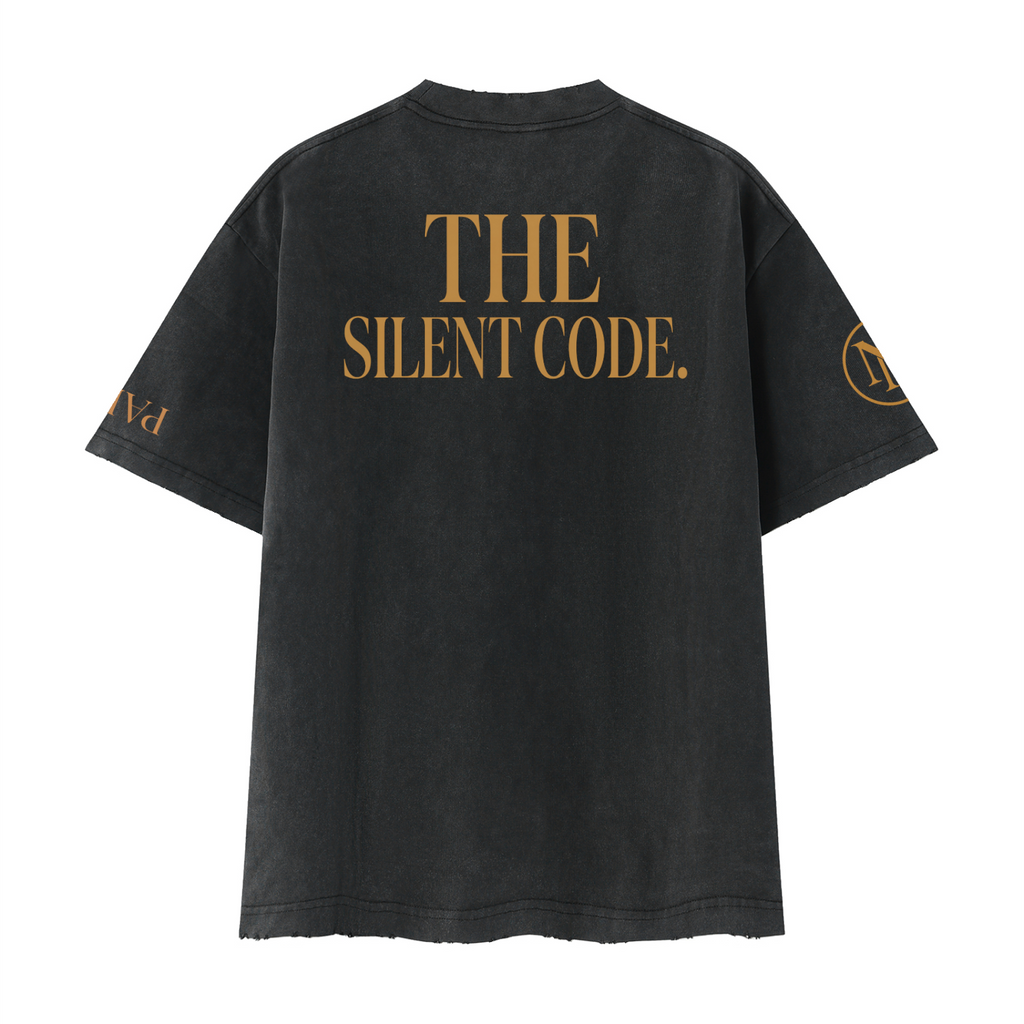 NO NOISE The Silent Code Tee — Washed Black — View 2