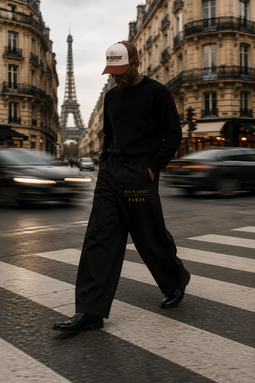 NO NOISE™ 001 Barrel Leg Pant — Black