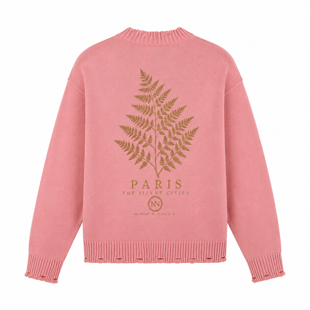 The Botanical Knit - Vintage Washed Hand-Frayed Sweater — PINK — View 2