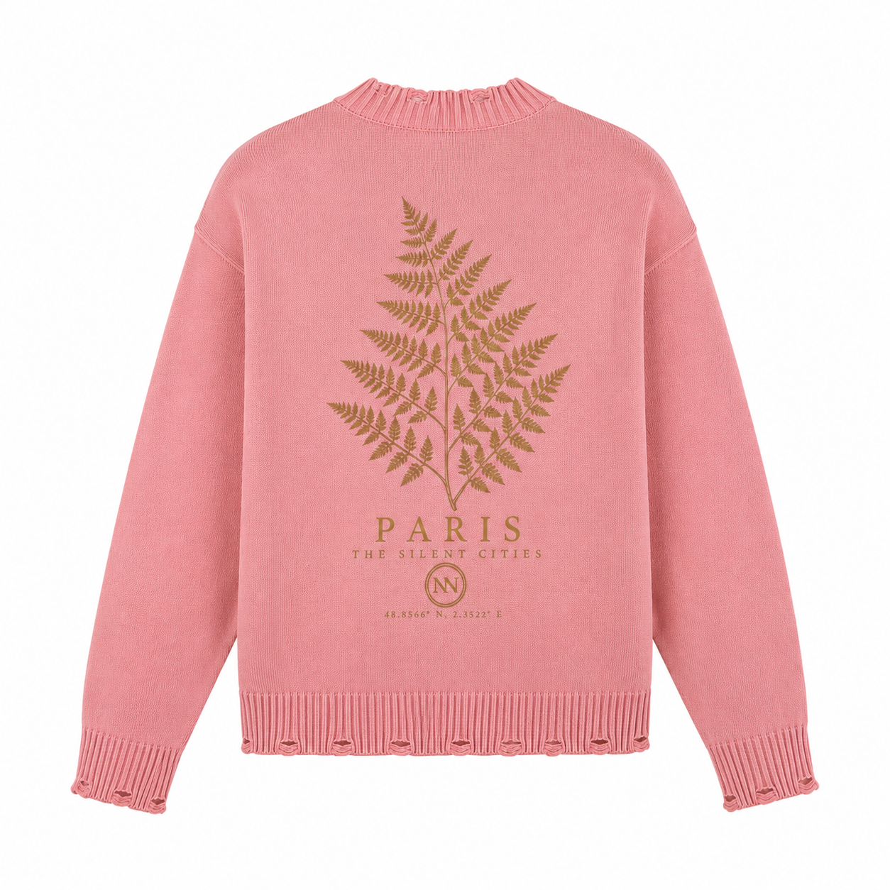 The Botanical Knit - Vintage Washed Hand-Frayed Sweater — PINK — View 2