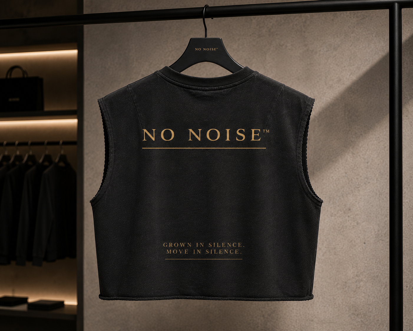 NO NOISE™ French Terry Boxy Tank — Black