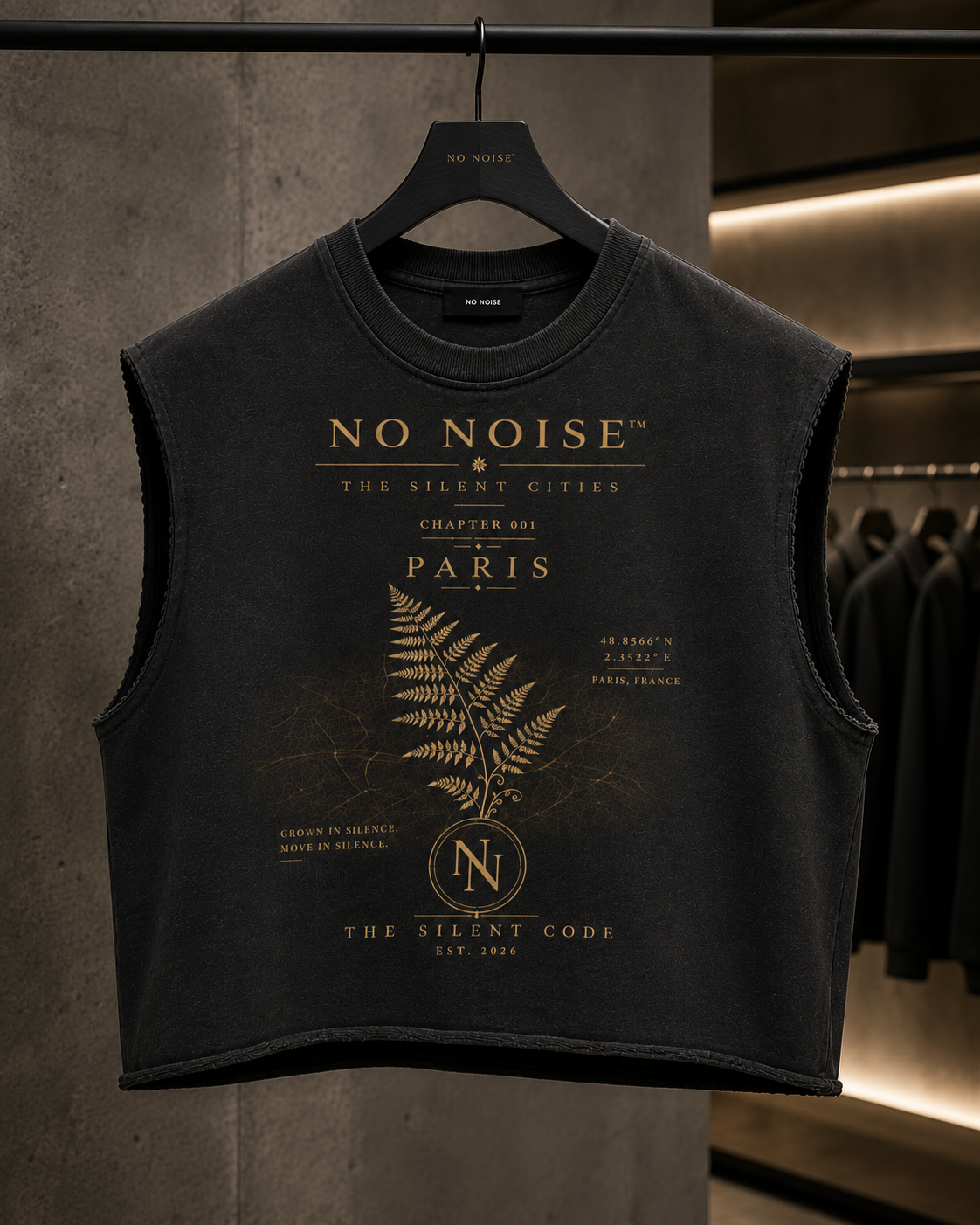 NO NOISE™ French Terry Boxy Tank — Black