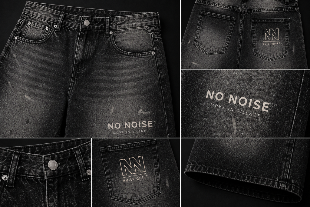 NO NOISE™ Vintage Wash Wide Leg Denim Shorts — Black, studio product shot