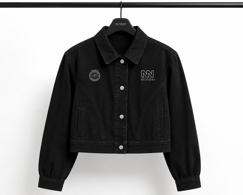 NO NOISE™ Crop Denim Jacket — Black