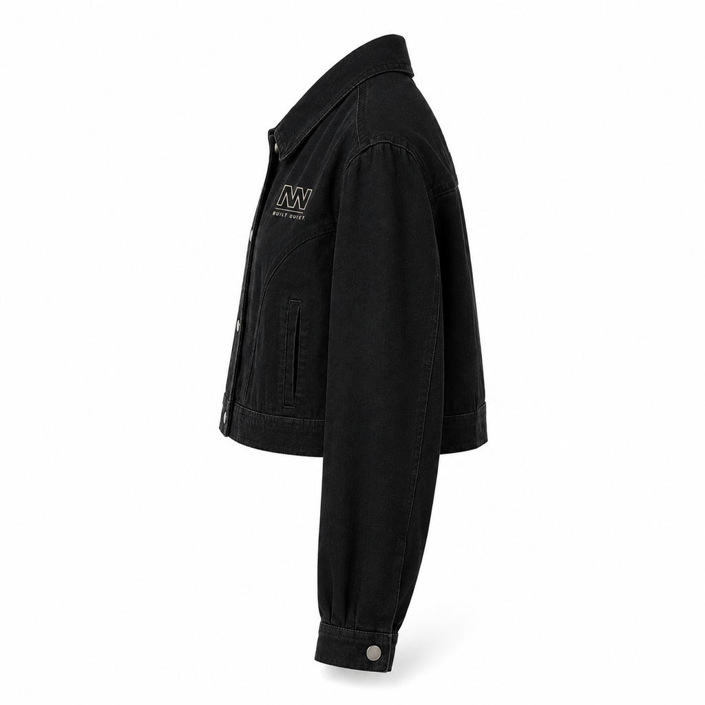 NO NOISE™ Crop Denim Jacket — Black