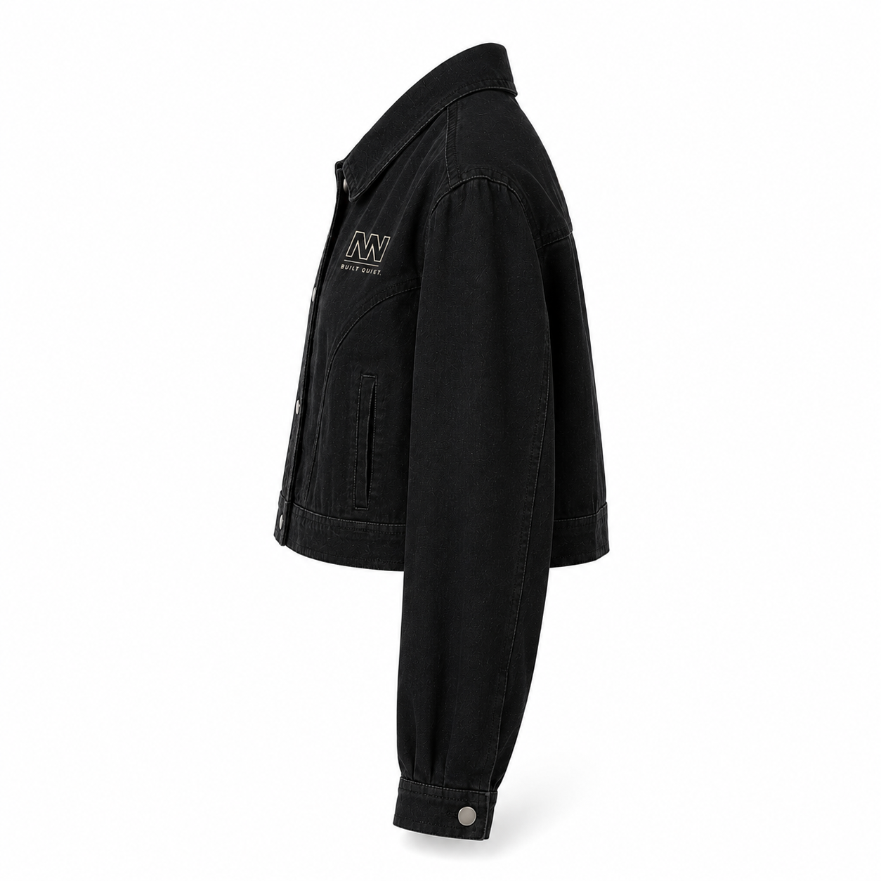 NO NOISE™ Crop Denim Jacket — Black