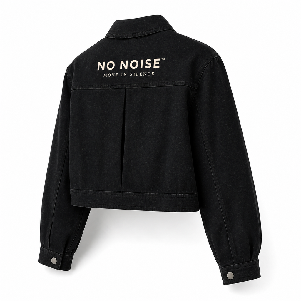 NO NOISE™ Crop Denim Jacket — Black