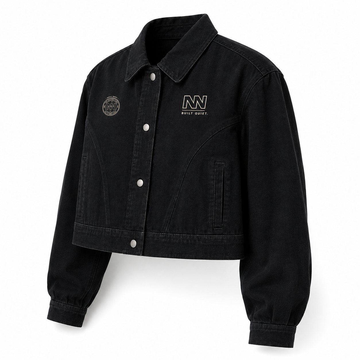 NO NOISE™ Crop Denim Jacket — Black