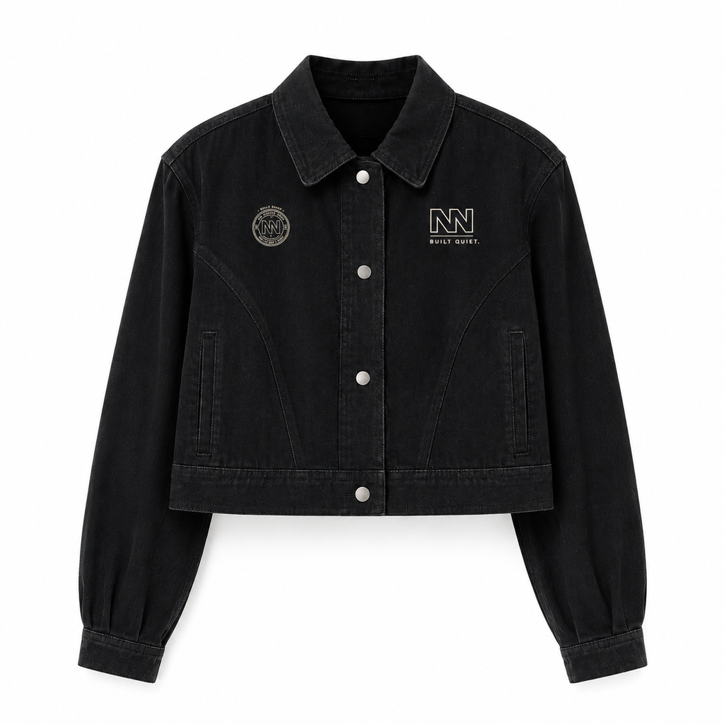 NO NOISE™ Crop Denim Jacket — Black