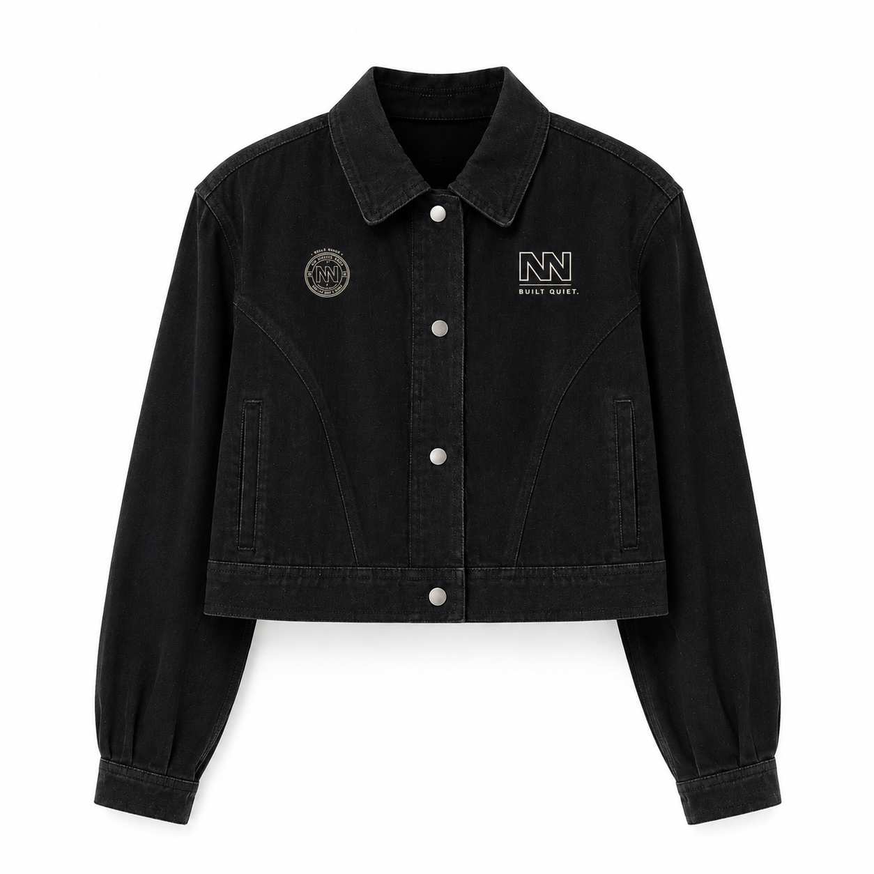 NO NOISE™ Crop Denim Jacket — Black
