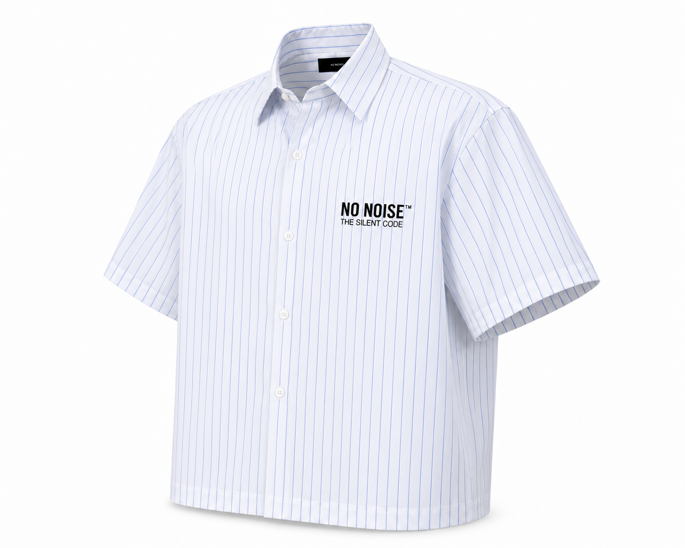 NO NOISE™ The Stripe Code Boxy — White, studio product shot