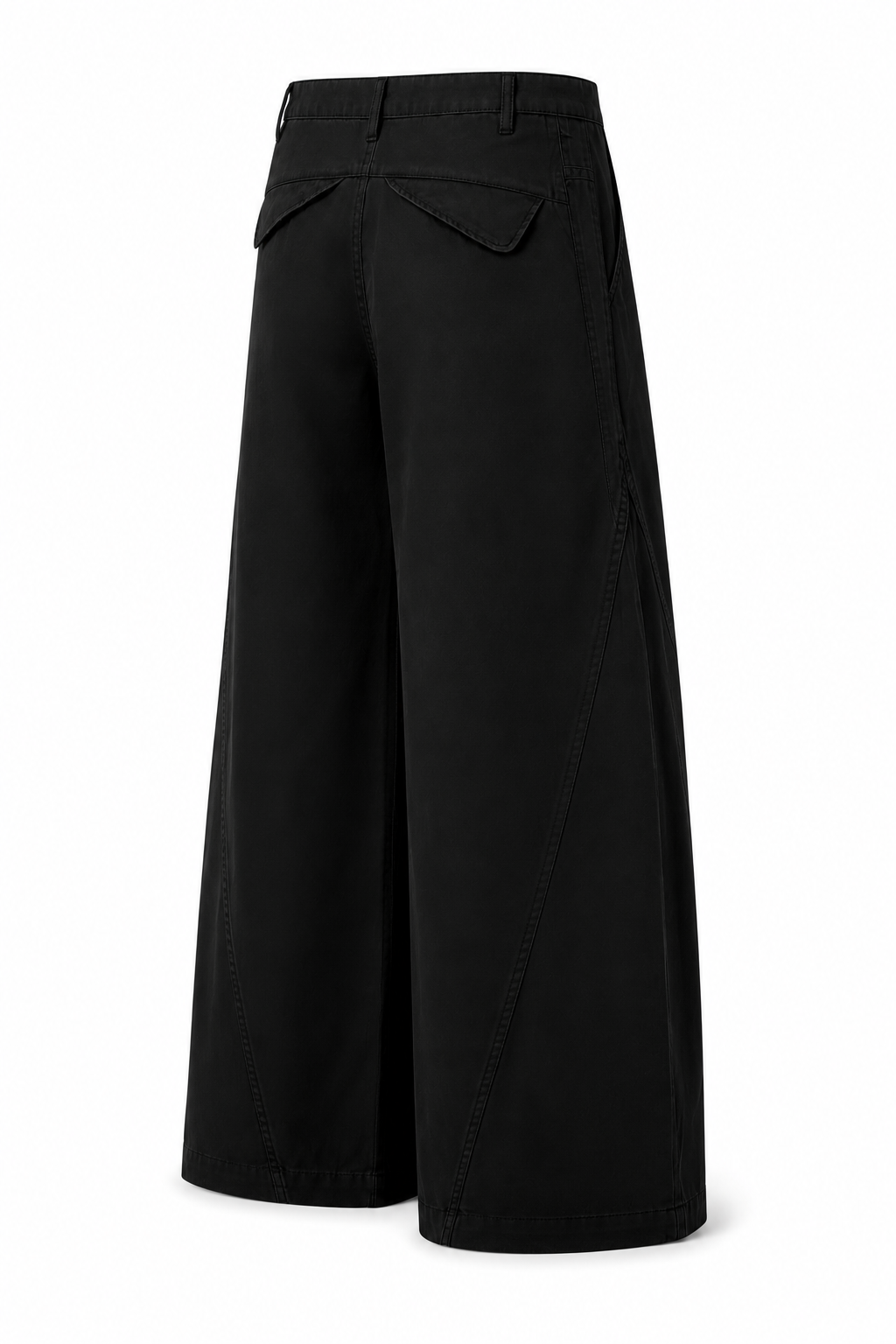 NO NOISE™ 001 Barrel Leg Pant — Black, flat lay
