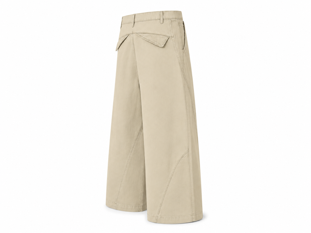NO NOISE™ 001 Barrel Leg Pant — Bone, side view