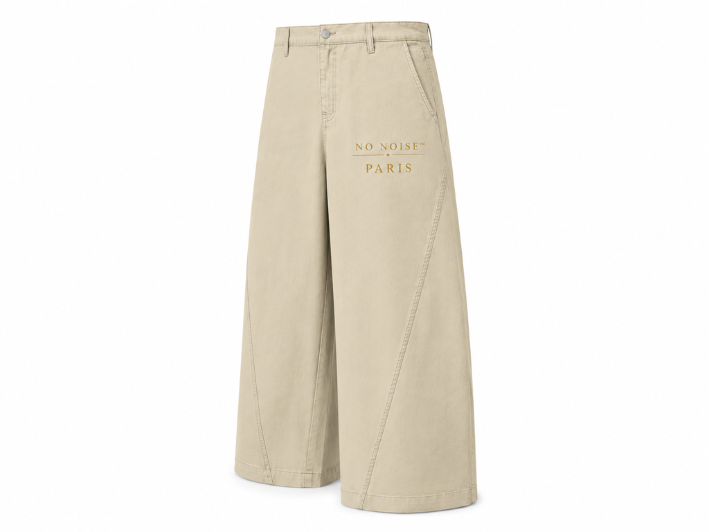 NO NOISE™ 001 Barrel Leg Pant — Bone, detail view, button and pocket