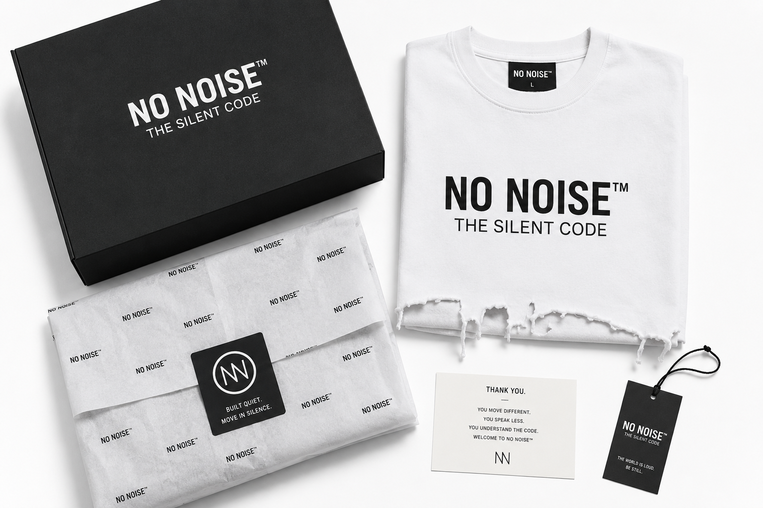 NO NOISE™ Be Still Distressed Tee — White