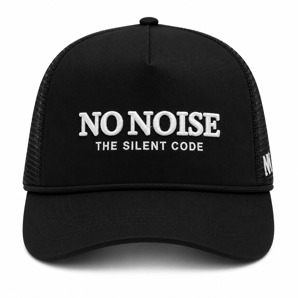NO NOISE™ Shadow Code — front view, NO NOISE™ chest embroidery detail