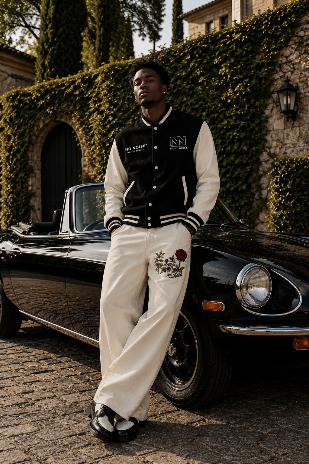 NO NOISE™ 001 Garden Pant pale khaki — lifestyle shot, Chapter 001 foundational piece