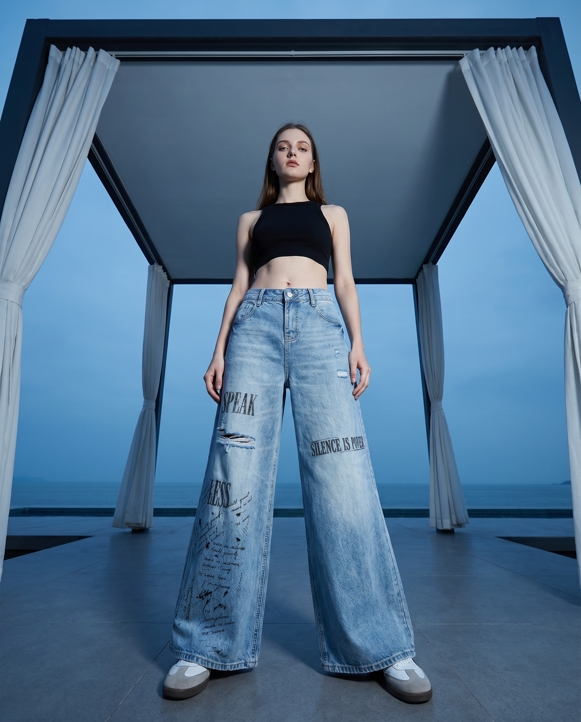 NO NOISE™ HER — SPEAK LESS WIDE LEG JEAN