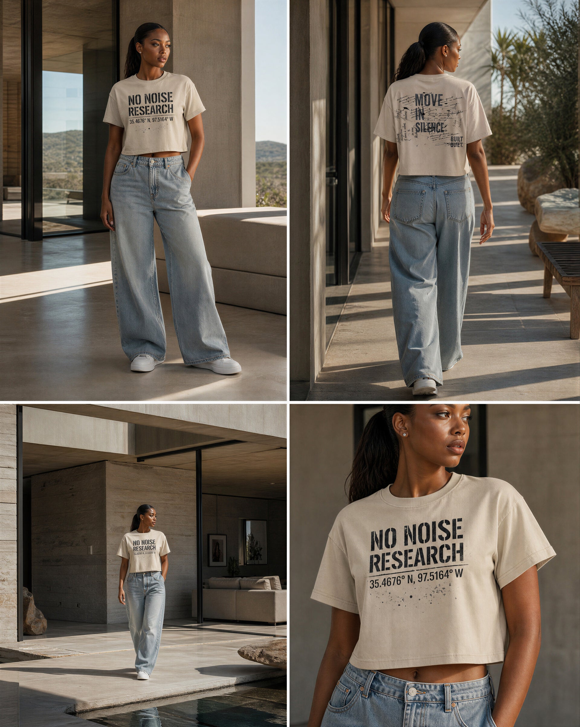 NO NOISE™ HER — RESEARCH MINERAL WASH CROP TEE