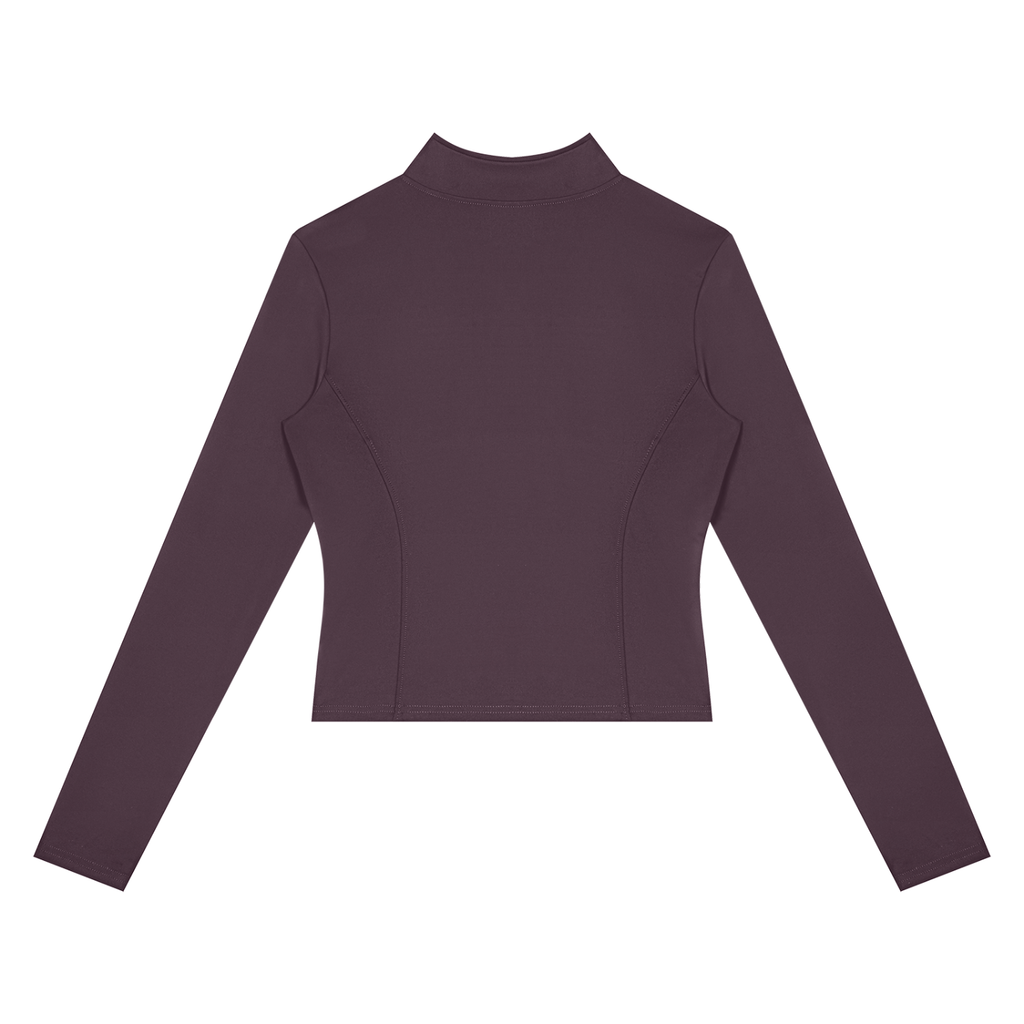 NO NOISE™ Plum purple paneled zip jacket, back