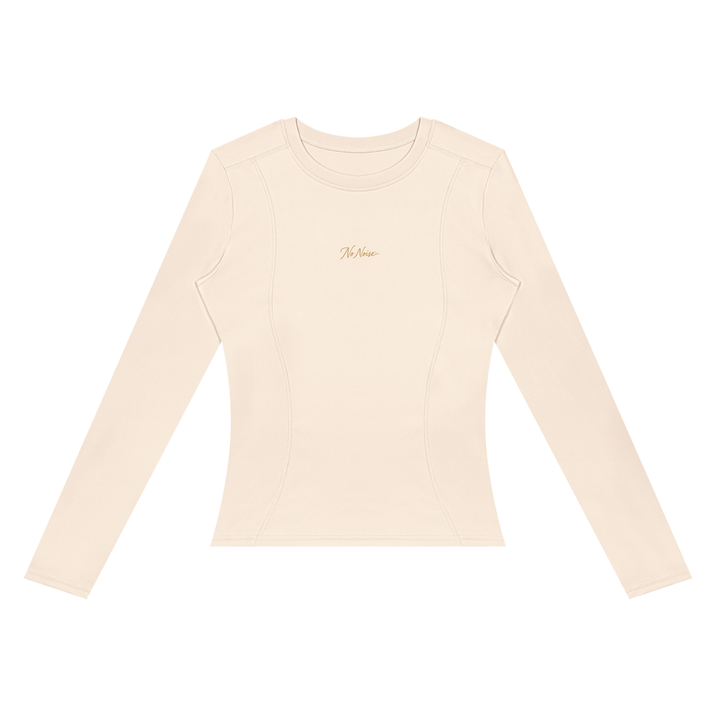 NO NOISE™ Apricot long-sleeve training top, front