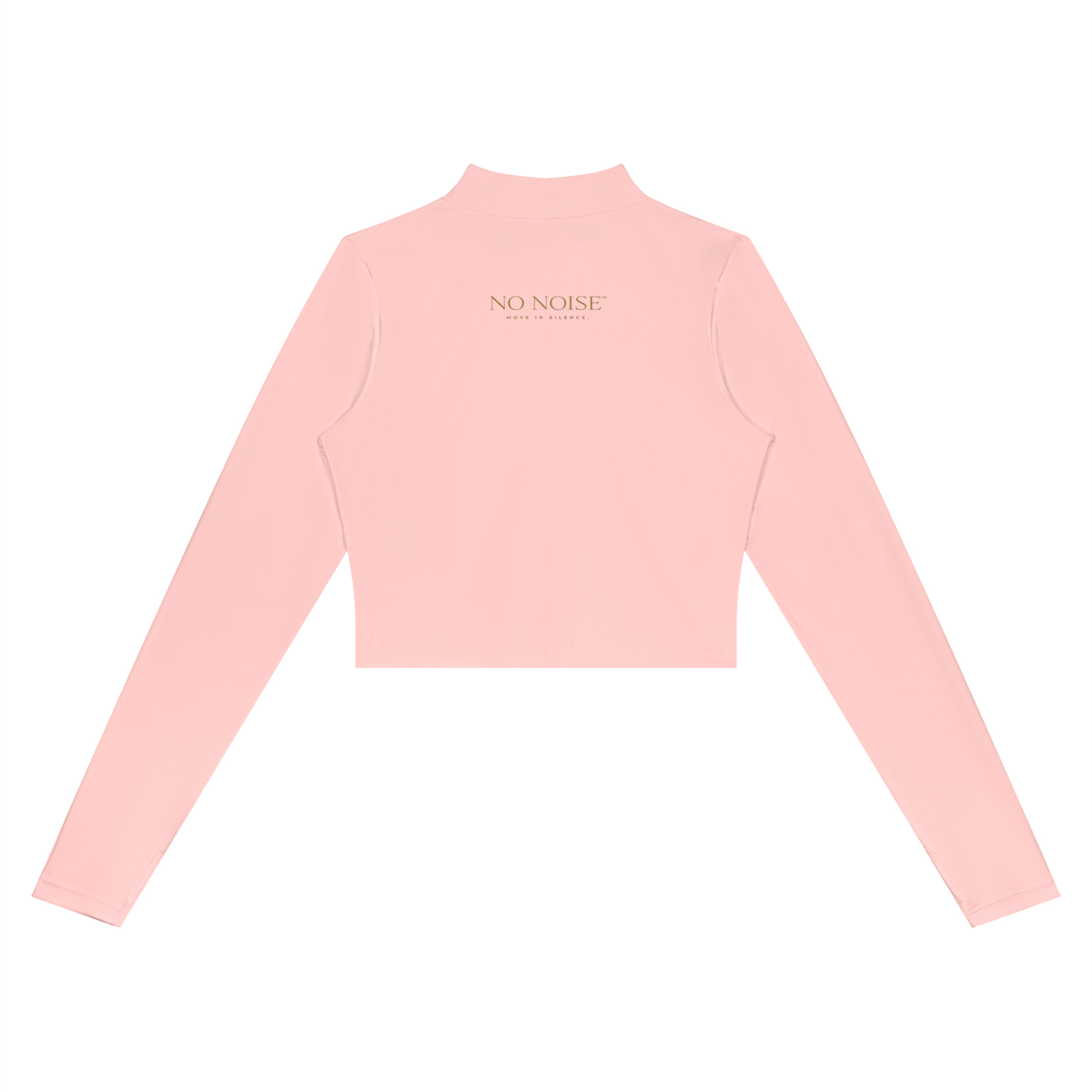 NO NOISE Form Cropped Jacket — Petal, pink, back view showing cropped hem and small gold lettering.