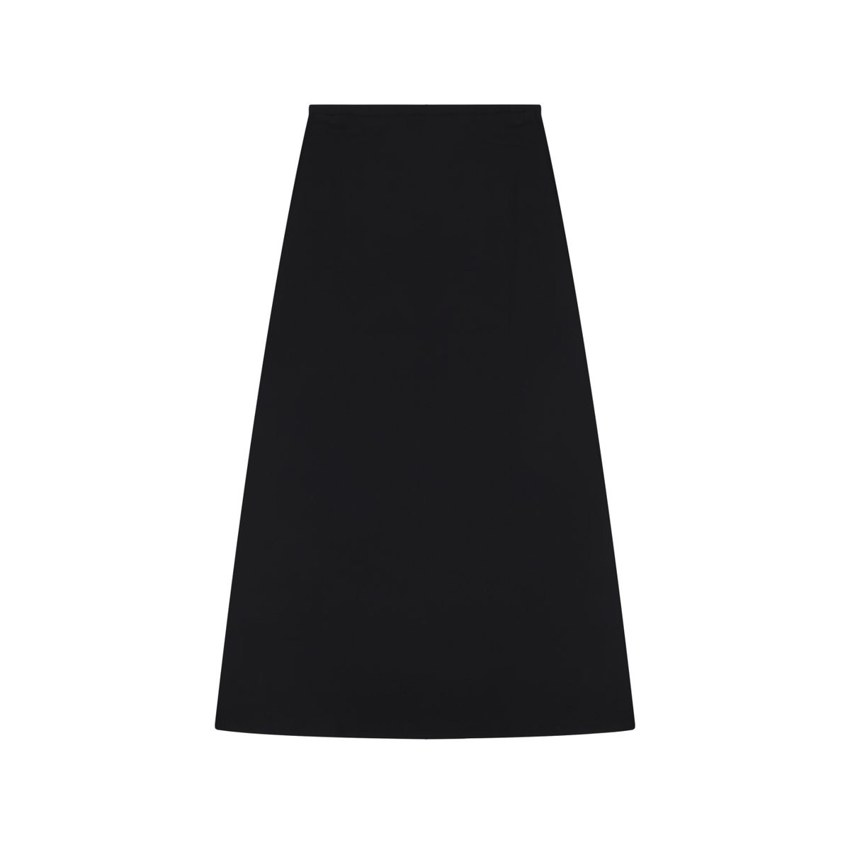 NO NOISE Knit Maxi Skirt — Onyx, black, back flat view showing long flared silhouette.