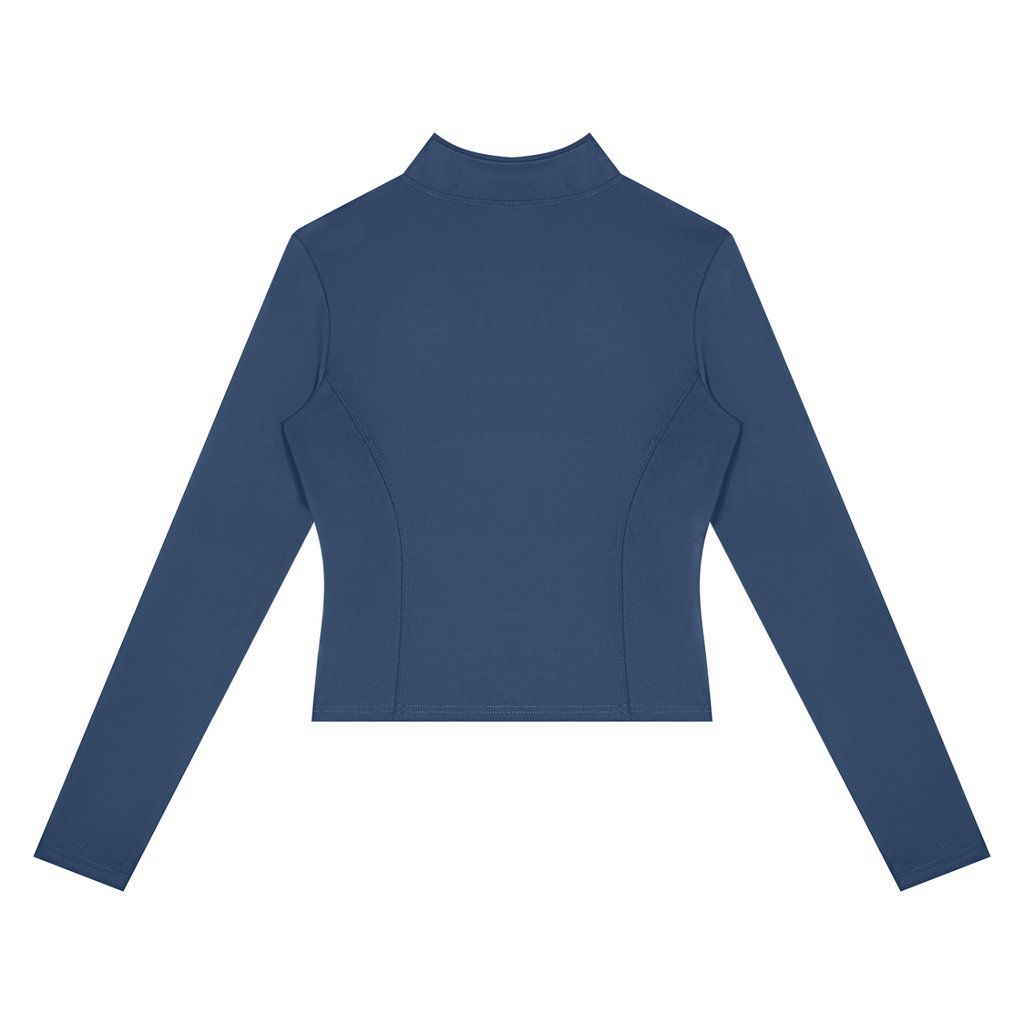 NO NOISE™ Navy blue paneled zip jacket, back