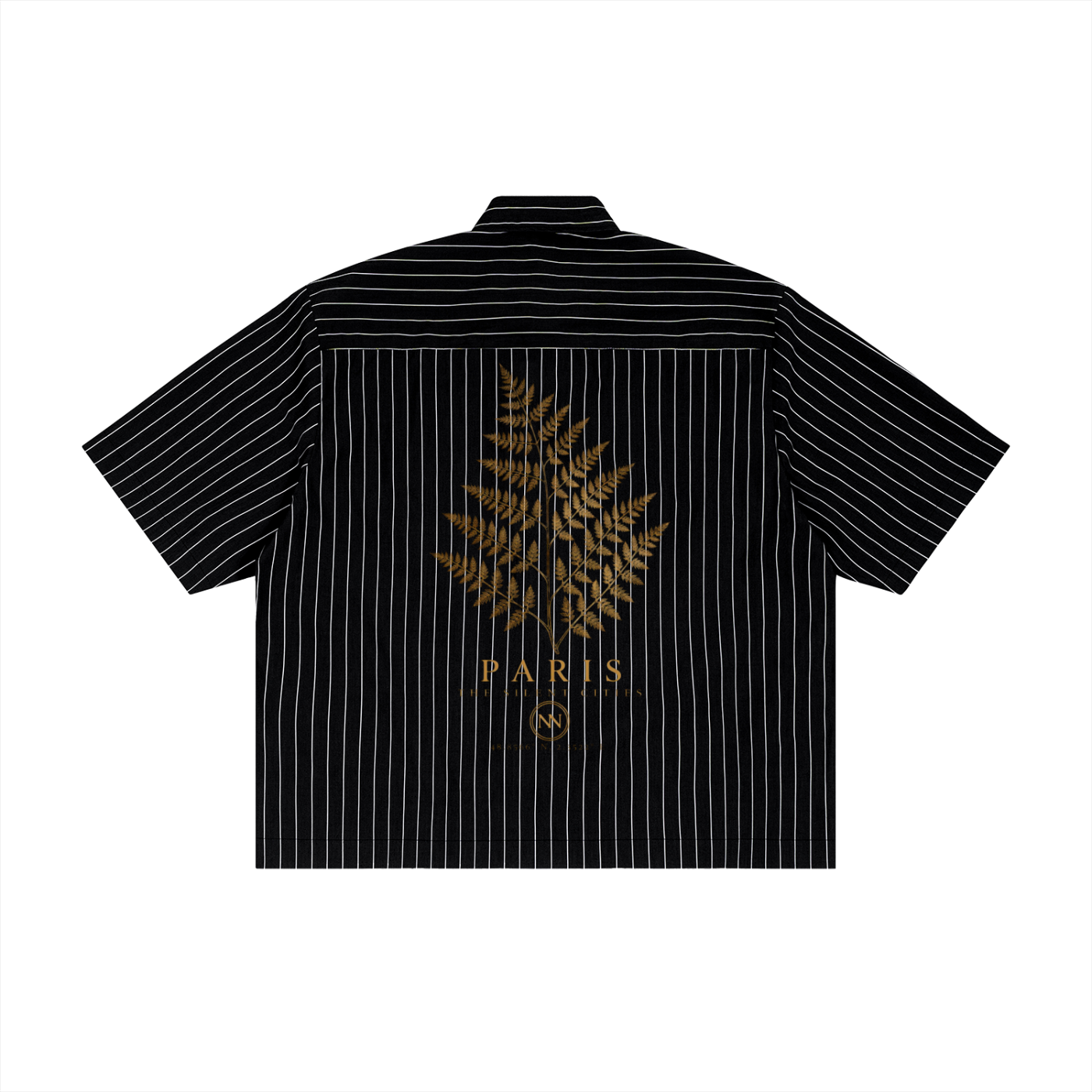 NO NOISE™ CHAPTER 001 PARIS STRIPE CODE BOXY SHIRT — BLACK
