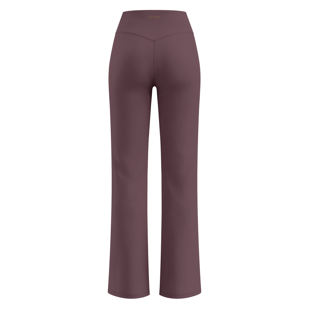 NO NOISE Studio High Rise Flare Pant™ — Plum, back flat view.