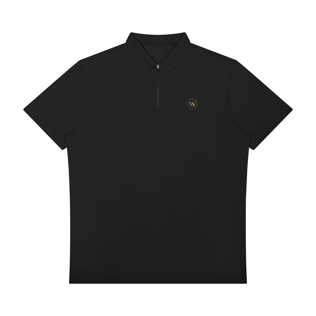 THE MOTION QUATER ZIP POLO - OBSIDIAN