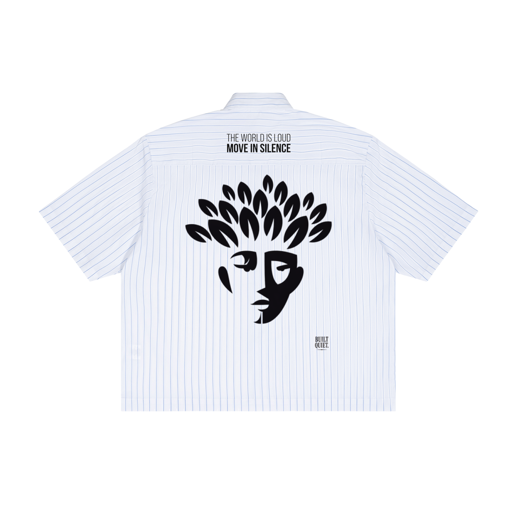 NO NOISE™ The Stripe Code Boxy — White, flat lay