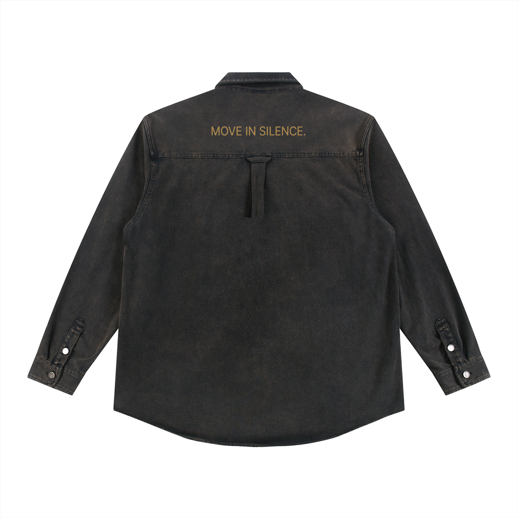 NO NOISE™ THE SILENT CODE DENIM OVERSHIRT — WASHED BLACK