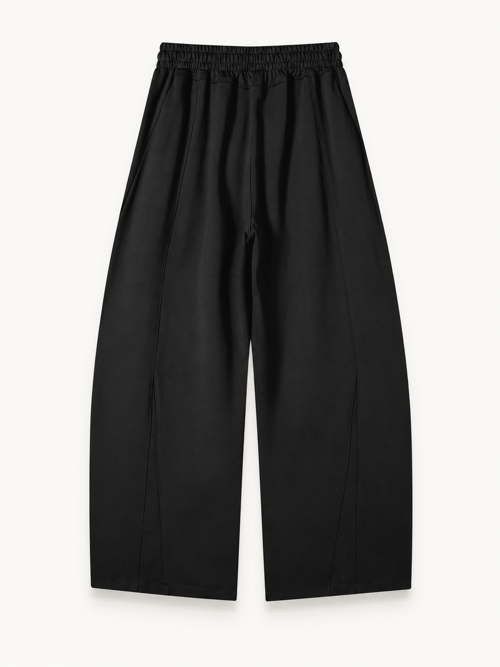 NO NOISE Quiet Standard Wide-Leg Sweatpant — Black, back view showing wide legs and waistband.