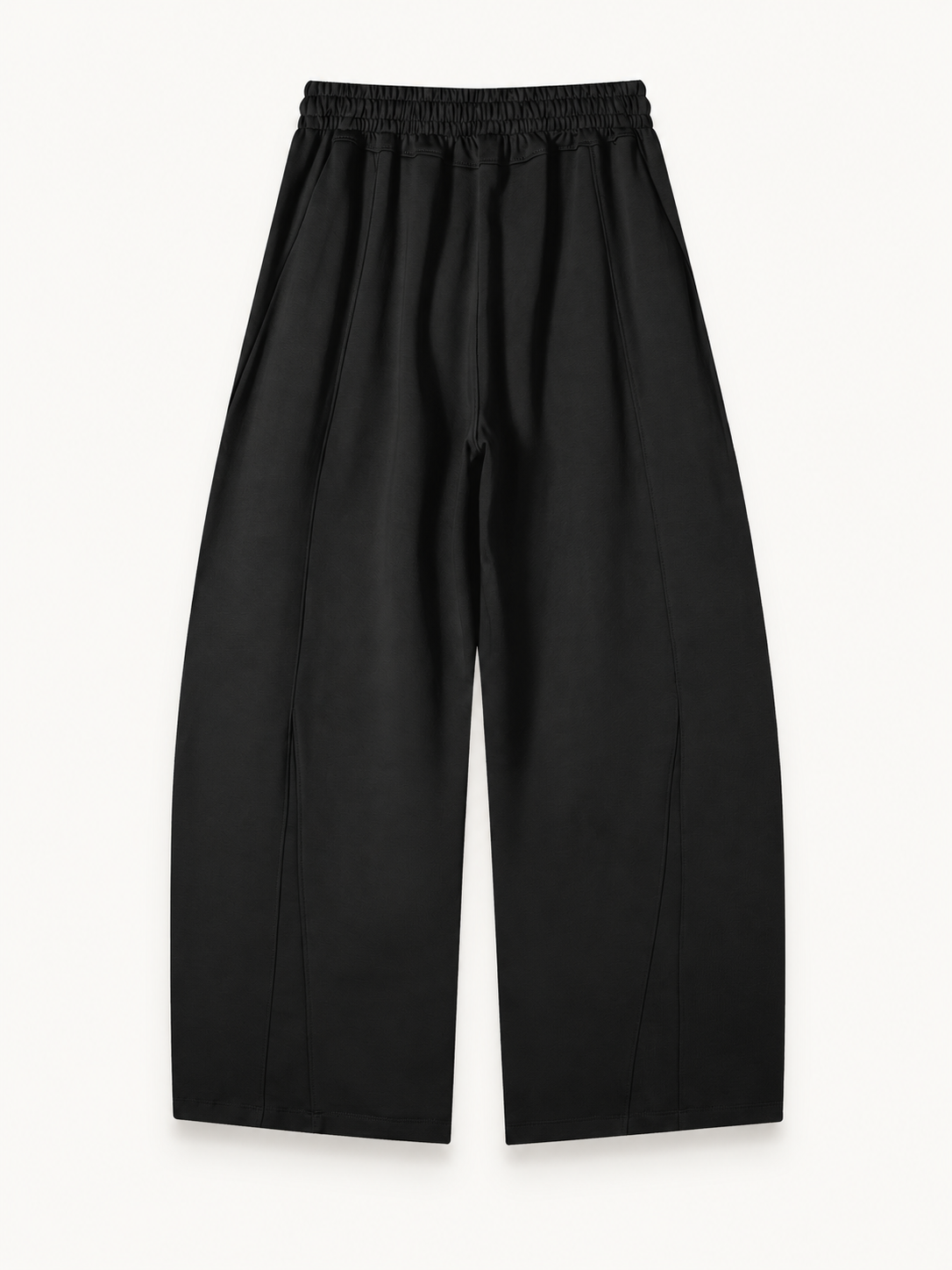 NO NOISE Quiet Standard Wide-Leg Sweatpant — Black, back view showing wide legs and waistband.