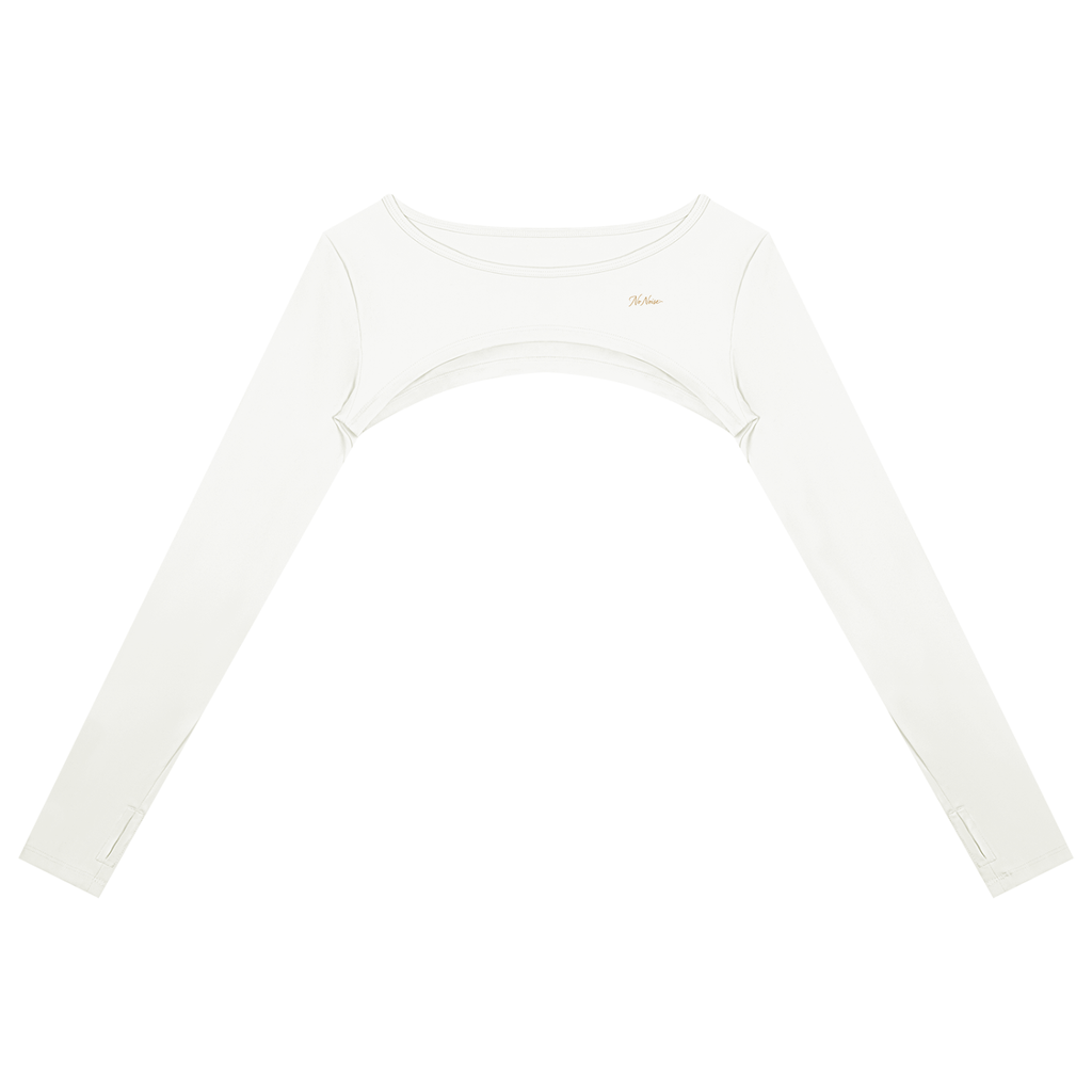 NO NOISE™ White cutout long-sleeve shrug, front