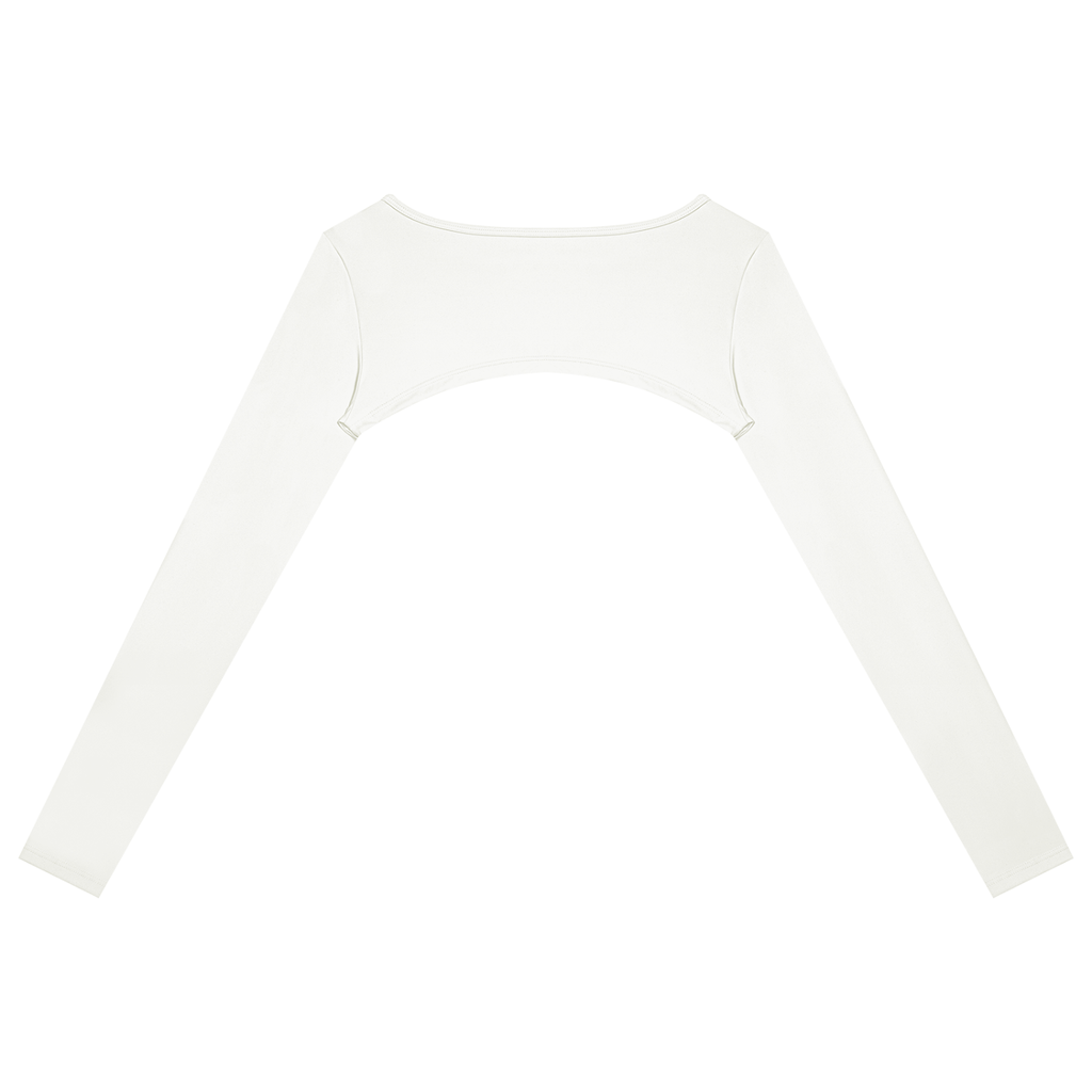 NO NOISE™ White cutout long-sleeve shrug, back